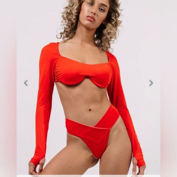 We Are Hot as Hell (HAH) Free People Red Swim Top NWT Sz M - Picture 1 of 4